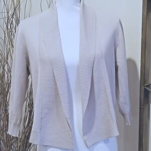Esperanza Beige 3/4 Sleeve Ribbed‎ Sweater Shrug Ladies Medium Oatmeal